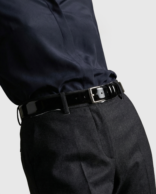 Cintura in pelle lucida nera