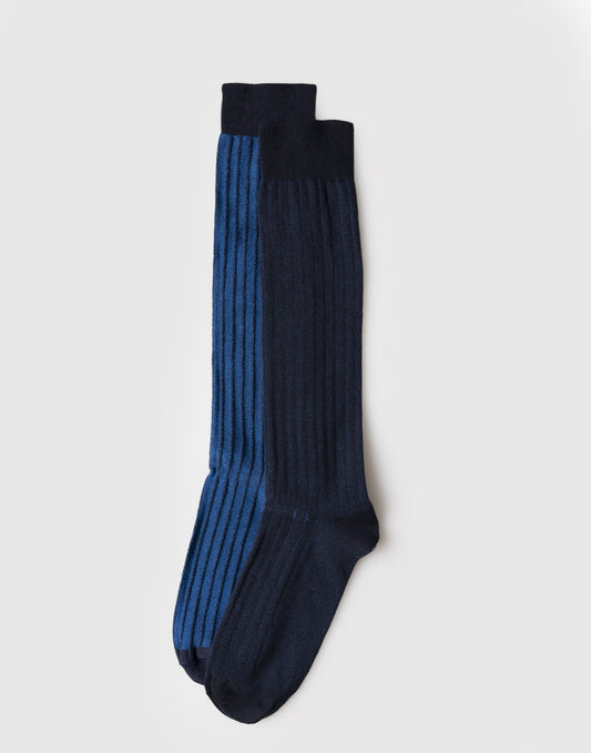 Calze Uomo Lunghe Reversibili a Costina Bicolore