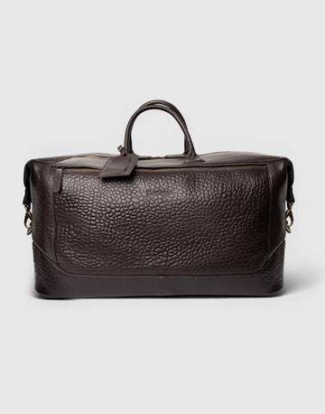 Borsa da viaggio in pelle martellata a mano marrone