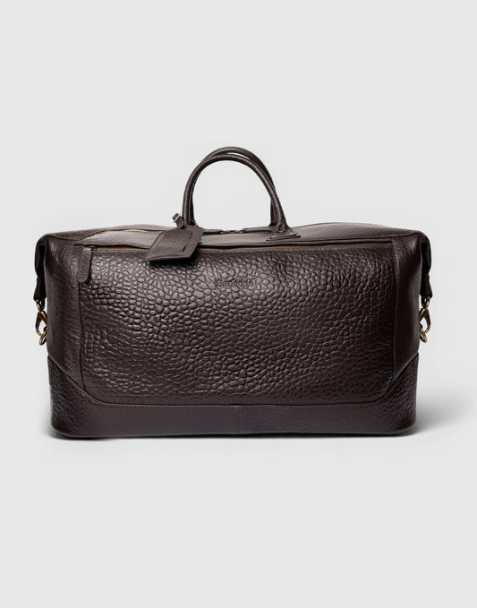 Borsa da viaggio in pelle martellata a mano marrone