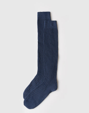 Calze Uomo Lunghe a Costina in Cotone e Cashmere
