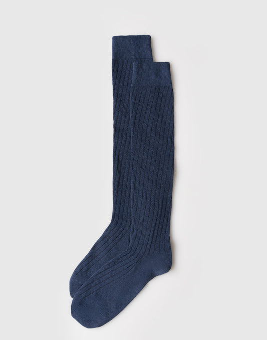 Calze Uomo Lunghe a Costina in Cotone e Cashmere