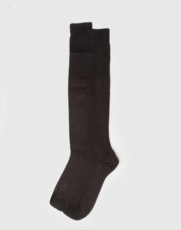 Calza uomo lunga a costine in filo di Scozia