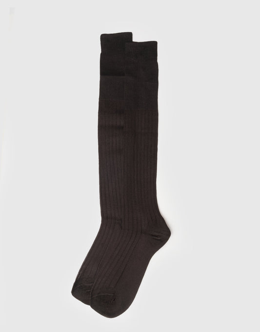 Calza uomo lunga a costine in filo di Scozia