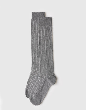 Calze Uomo Lunghe a Costina in Cotone e Cashmere