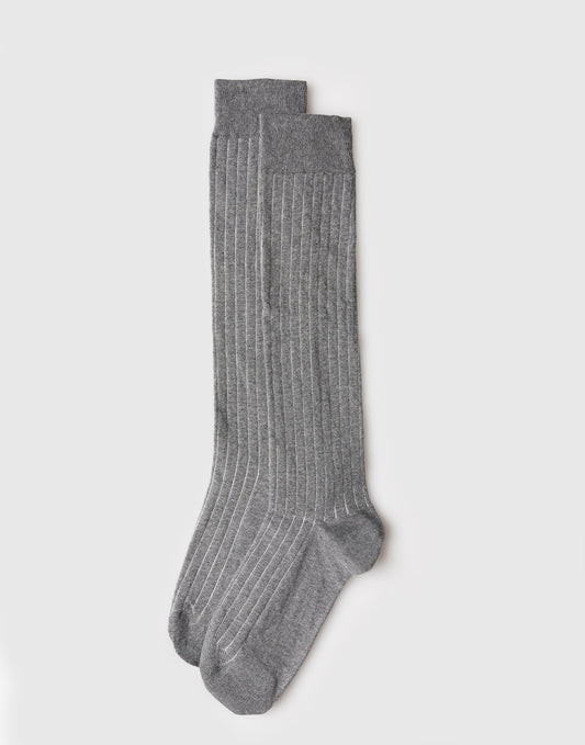 Calze Uomo Lunghe a Costina in Cotone e Cashmere