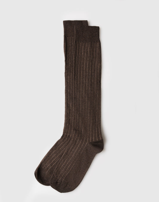 Calze Uomo Lunghe a Costina in Cotone e Cashmere