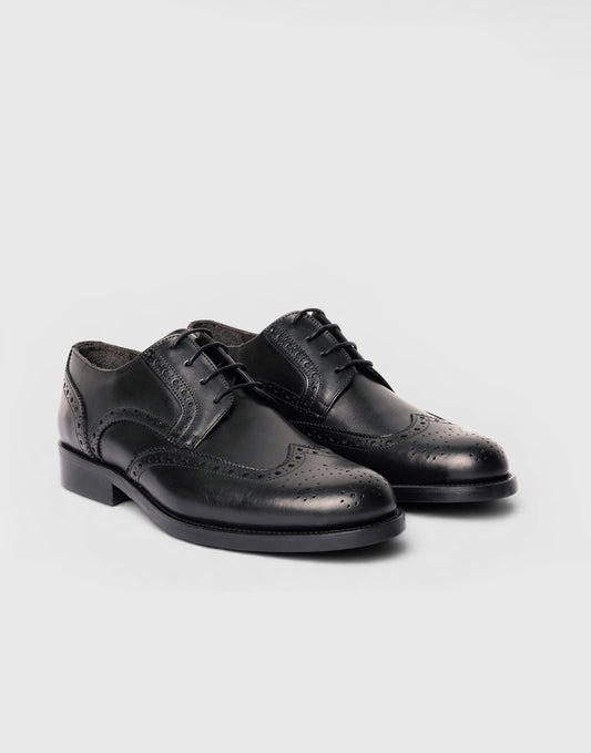 Scarpa stringata brogue in pelle nera