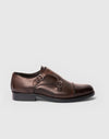 Scarpa double monk strap in pelle marrone