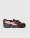 Mocassino tassel loafer in pelle marrone con nappine