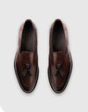 Mocassino tassel loafer in pelle marrone con nappine