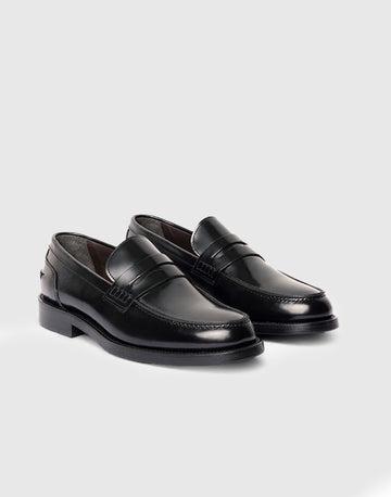 Mocassino penny loafer in pelle abrasivata nera