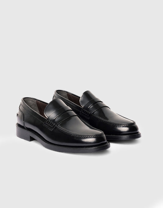 Mocassino penny loafer in pelle abrasivata nera