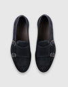 Mocassino double monk in suede blu