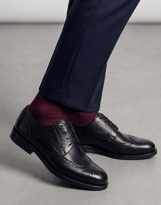 Scarpa stringata brogue in pelle nera