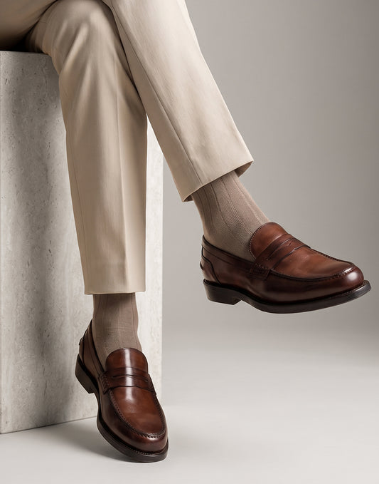 Mocassino penny in pelle marrone