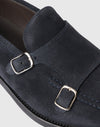 Mocassino double monk in suede blu
