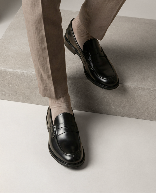 Mocassino in pelle abrasivata