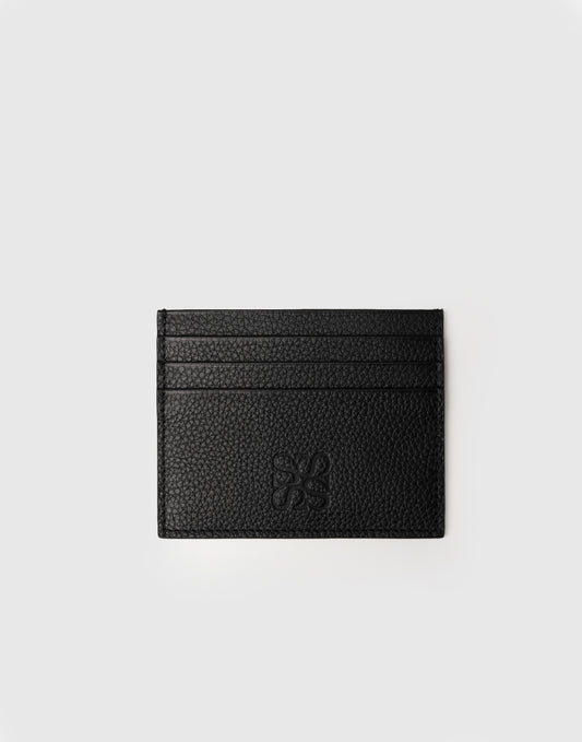 Portacarte di credito in pelle bottolata nera