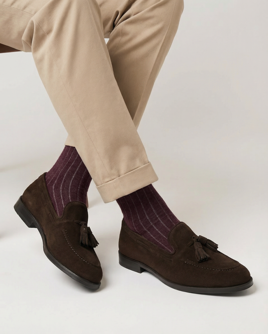 Calze Uomo Lunghe Reversibili a Costina Bicolore