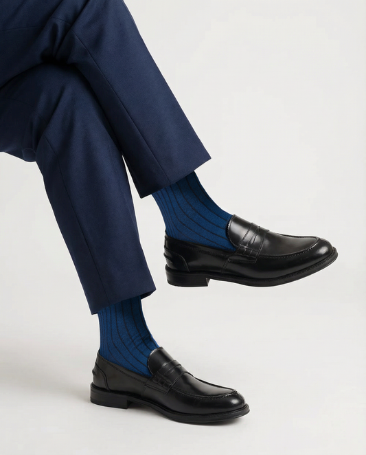 Calze Uomo Lunghe Reversibili a Costina Bicolore