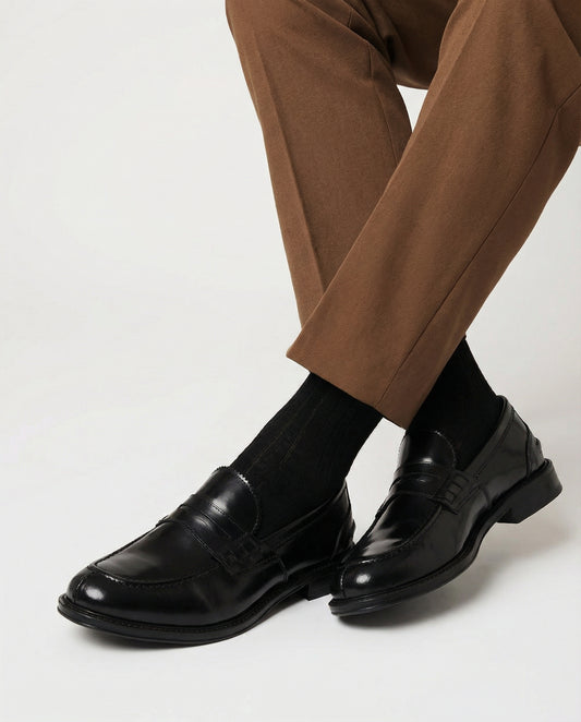 Calza uomo lunga in filo di Scozia a costina