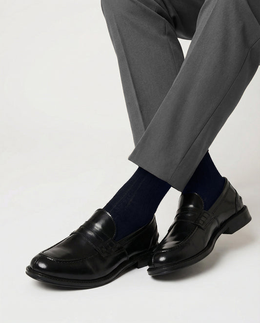 Calza uomo lunga in filo di Scozia a costina